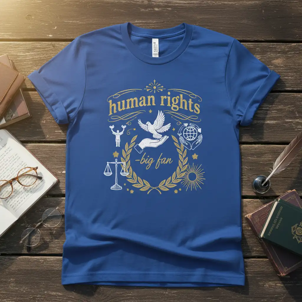 human rights big fan unique artwork printed on comfortable cotton fabric creating a standout t-shirt