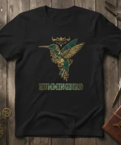 Hummingbird Steampunk Design stylish graphic design printed on comfortable cotton t-shirt