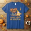 Humpty Dumpty Had A Great Fall t-shirt with cute egg character, bicycle, autumn tree, and pumpkins