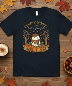 Humpty Dumpty had a great fall t-shirt with cute egg character, pumpkins, and autumn leaves