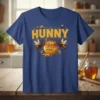 Hunny Honey T-Shirt design featuring a pot of honey with two bees and floral accents