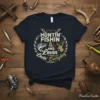 Huntin' Fishin' & And text design featuring detailed typography on quality t-shirt