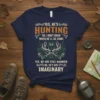 YES, HE'S HUNTING NO, text design featuring detailed typography on quality t-shirt