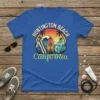 Huntington Beach California surf t-shirt with vintage sunset graphic and surfboards