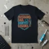 Husband Dad Dentist Legend text design with a tooth graphic on a black t-shirt