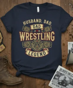 Husband Dad Dad Wrestling Legend eye-catching graphic design printed on comfortable cotton t-shirt