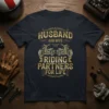 Husband and Wife Riding Partners For Life t-shirt with two vintage motorcycles and golden text