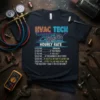 HVAC TECH HOURLY RATE funny quote t-shirt design with price list for services like watching, helping, or mentioning the internet