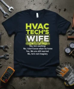 HVAC TECH'S WIFE Yes, text design featuring eye-catching typography on quality t-shirt