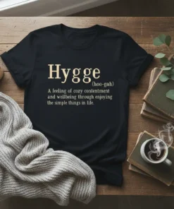 Hygge A feeling of text design featuring stylish typography on quality t-shirt