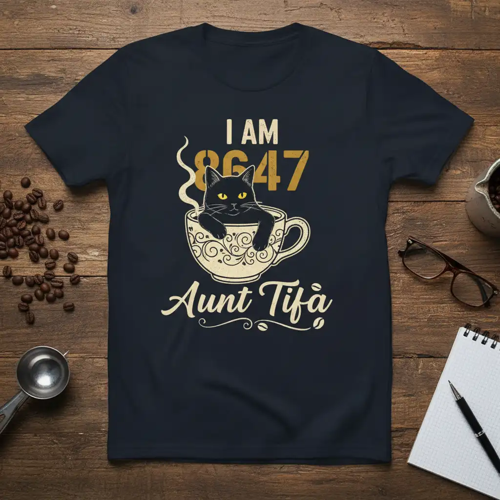 I AM 8647 Aunt Tifå detailed print printed on breathable fabric creating a standout t-shirt
