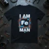 I AM Fe MAN T-Shirt design with periodic table element Fe and futuristic circuitry