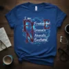 I am FI NE Freaked-out Insecure Neurotic Emotional t-shirt design with red gothic font on blue background