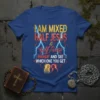 Blue t-shirt with bold text "I AM MIXED HALF JESUS & half PETER #RUNUP AND SEE WHICH ONE YOU GET"