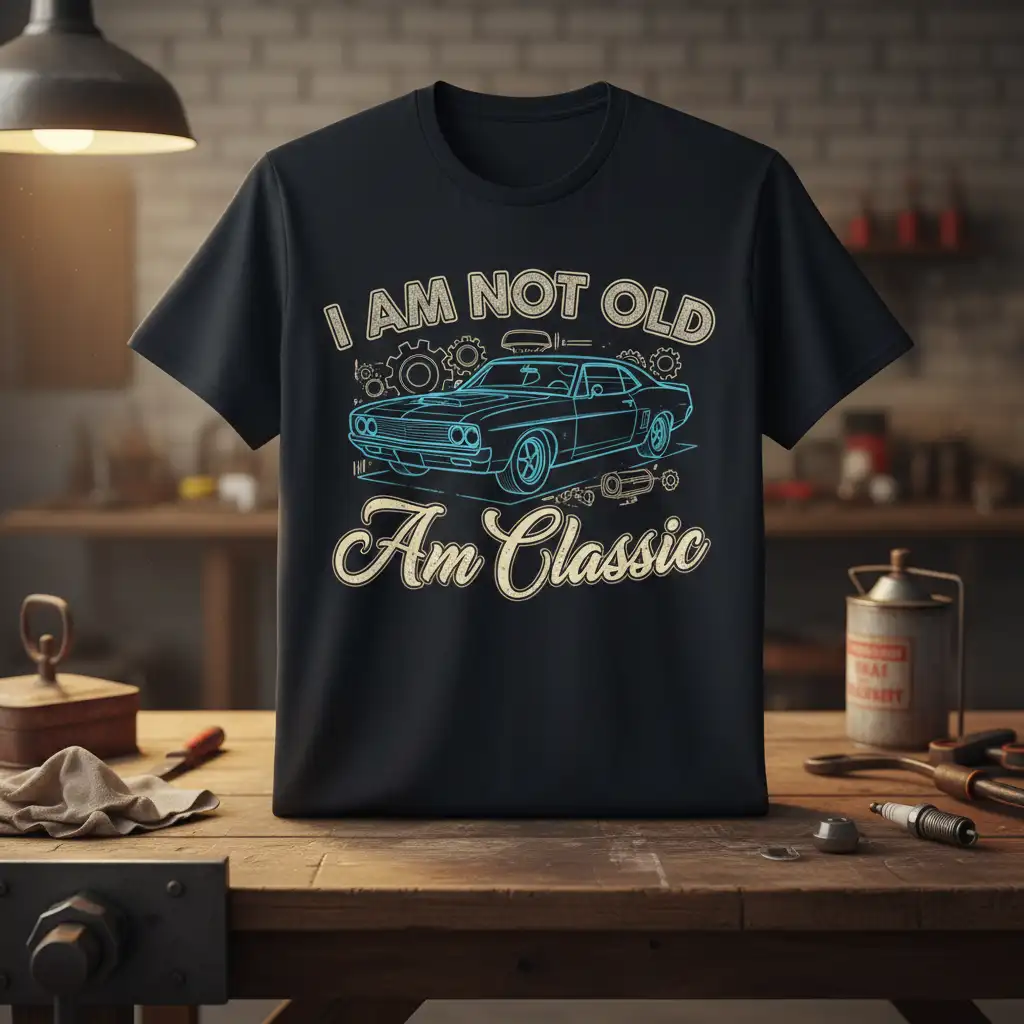 I Am Not Old Am Classic quote with vintage car graphic, perfect for car enthusiasts and classic auto lovers
