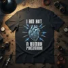 I AM NOT A HUMAN PINCUSHION text with a steampunk heart and syringes graphic on a black t-shirt