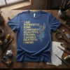 Inspirational t-shirt featuring the quote "I AM POWERFUL KIND CONFIDENT BEAUTIFUL STRONG CAPABLE GRATEFUL I AM ME" in gold glitter