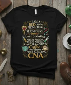 I AM A BED text design featuring detailed typography on quality t-shirt