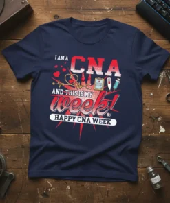 I Am A CNA And This Is My Week! Happy CNA Week t-shirt design with medical icons and bold typography