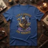 Blue t-shirt with "I Am A Conduit For Nonsense" text featuring a steampunk rat riding a mechanical duck