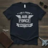 Proud Air Force Brother T-Shirt with distressed white text and wing graphic. Features "I AM A PROUD AIR FORCE BROTHER"