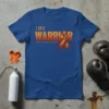 Blue t-shirt with "I AM A WARRIOR" in bold orange letters and an orange kidney cancer awareness ribbon