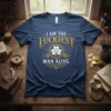 I Am The Luckiest Man Alive t-shirt with shamrock graphic and vintage distressed design elements