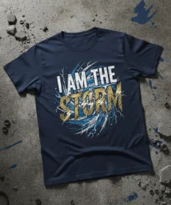 I AM THE STORM bold graphic design printed on comfortable cotton t-shirt