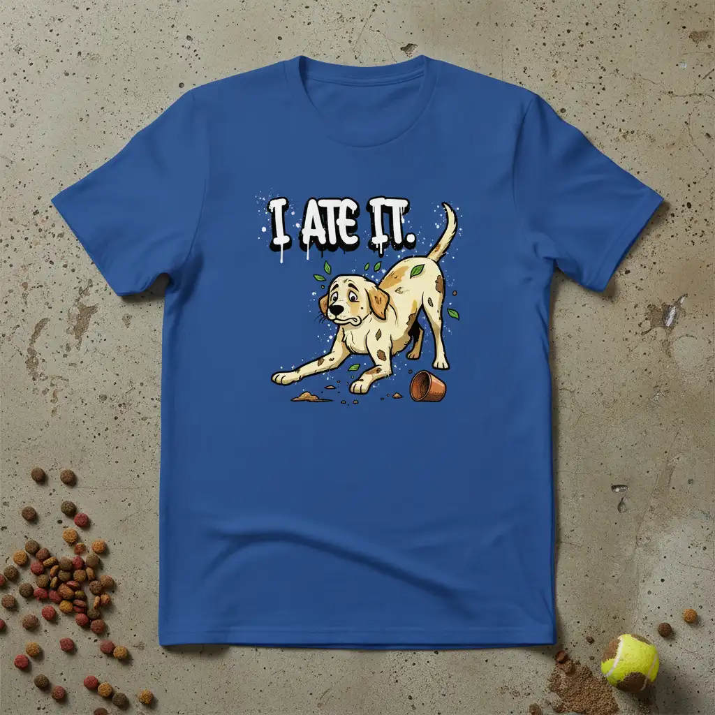 I ATE IT. unique artwork printed on durable material creating a standout t-shirt