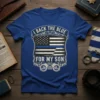 I Back The Blue For My Son t-shirt design with American flag and thin blue line graphic
