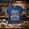 I Bake Because Punching People Is Frowned Upon T-Shirt with cupcakes and rolling pin graphic