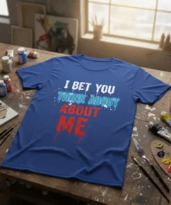 I BET YOU THINK ABOUT ME bold graphic design printed on comfortable cotton t-shirt