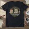 I Came I Taught I Loved I Retired #Teacherlife quote on a black t-shirt with stacked books and school supplies