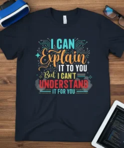 I CAN Explain IT TO YOU But I CAN'T UNDERSTAND IT FOR YOU quote on a navy t-shirt with circuit