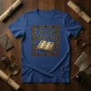 T-shirt with the quote "I can read ancient text" in ornate script above an open ancient book graphic, vintage style