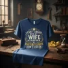 I Can't Argue With My Wife humorous quote t-shirt with vintage clock and laurel wreath design