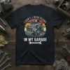 I Can't, I Have Plans In My Garage t-shirt with vintage engine graphic and distressed sunset background