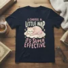 Sloth sleeping on a cloud with text "I CHOOSE A LITTLE NAP IT'S SUPER EFFECTIVE" on a navy t-shirt