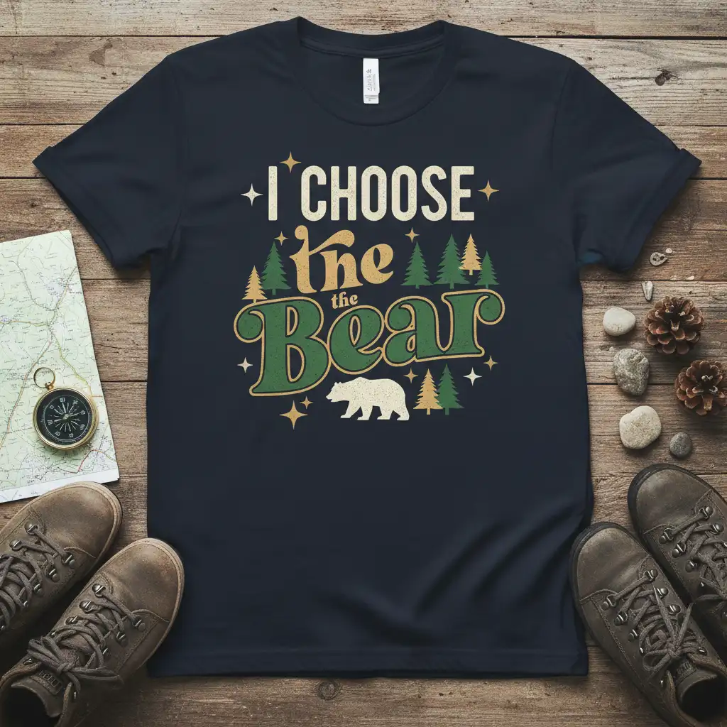 I CHOOSE the Bear graphic tee with retro forest and bear design