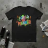 Black t-shirt with vibrant graffiti-style text that reads "I COULD BE MEANER" in colorful letters with paint splatters