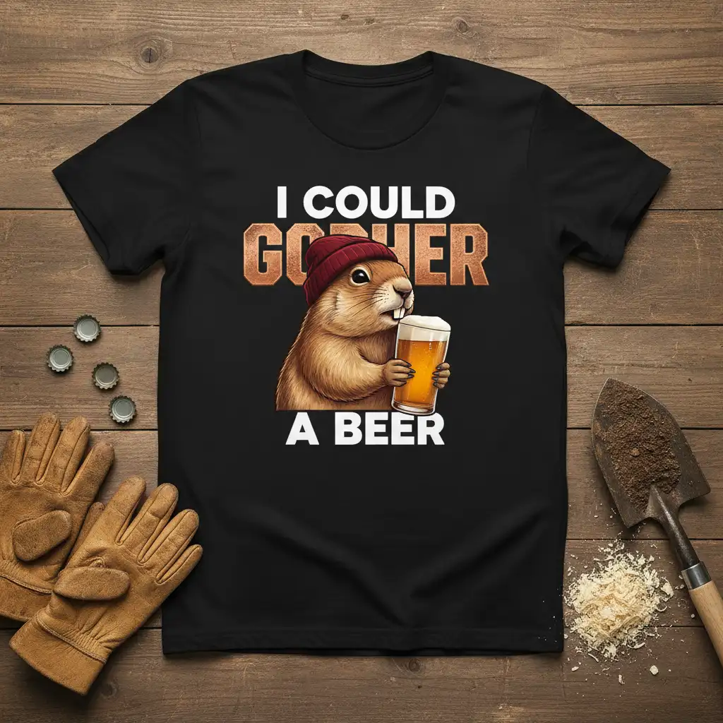 I Could Gocher A Beer humorous quote design with a gopher character holding a beer mug
