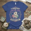 I Crochet and Pet My Cat So That's What I Do quote with a cute cat holding yarn on a