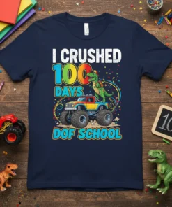 I CRUSHED 100 DAYS DOF SCHOOL bold graphic design printed on comfortable cotton t-shirt