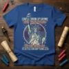 T-shirt with Statue of Liberty graphic and the quote "I Did Grow Up Saying with Liberty & Justice For All