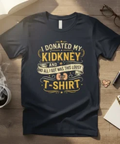 I DONATED MY KIDKNEY text design featuring unique typography on quality t-shirt
