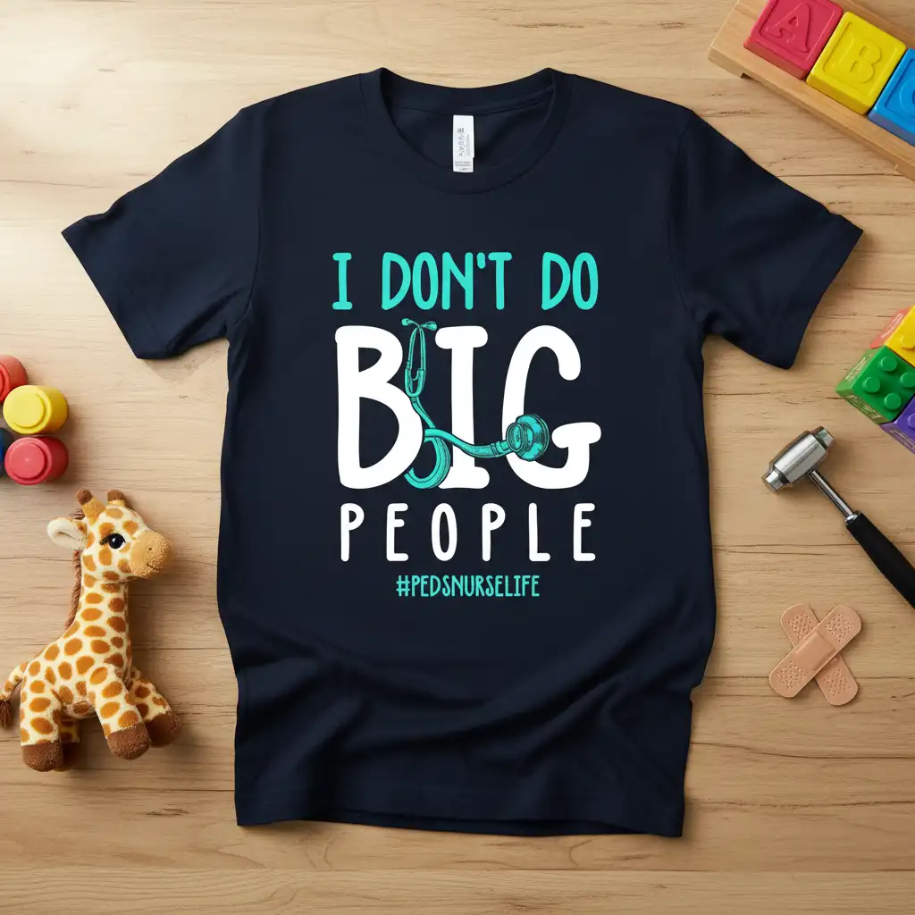 I DON'T DO BIG PEOPLE #PEDSNURSELIFE eye-catching design printed on durable material creating a standout t-shirt