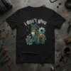Funny "I Don't Give" quote with a mechanical donkey and mouse graphic on a black t-shirt