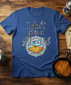I don't give a Schnitzel quote with an illustration of a schnitzel on a blue t-shirt