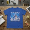 I Don't Have Ducks Or A Row I Have Squirrels And They're Everywhere quote on a royal blue t-shirt with