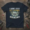 "I Don't Just Fly Drones I Crash Them Too" text on a dark t-shirt with a graphic of a broken